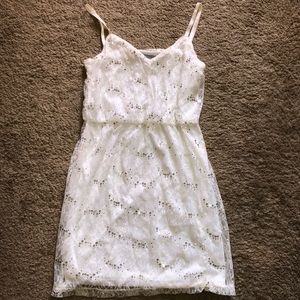bailey blue white sequined lace cami strap dress